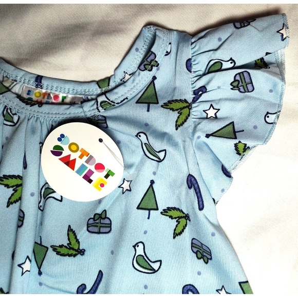 Dot Smile Girls Sz 7 Blue White Green Holiday Swing Dress Peace NWT - Picture 2 of 3